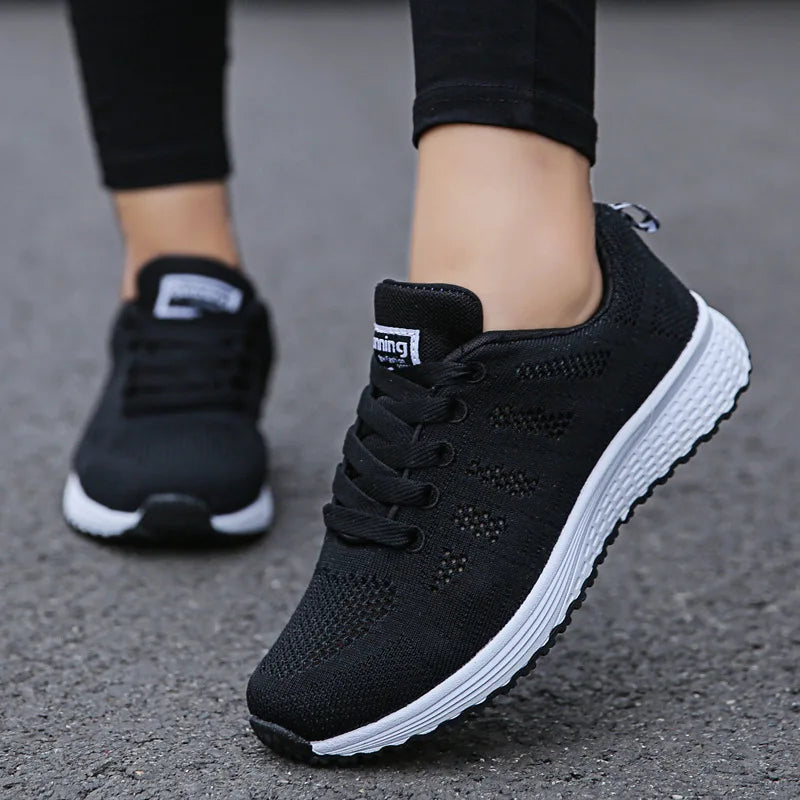 Zapatillas Casual para Mujer 2024 – Ligeras, Transpirables, de Malla, Cómodas para Caminar, Estilo Sneakers Blancas