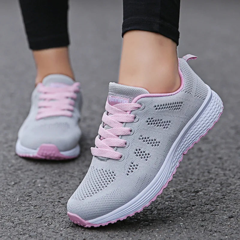 Zapatillas Casual para Mujer 2024 – Ligeras, Transpirables, de Malla, Cómodas para Caminar, Estilo Sneakers Blancas