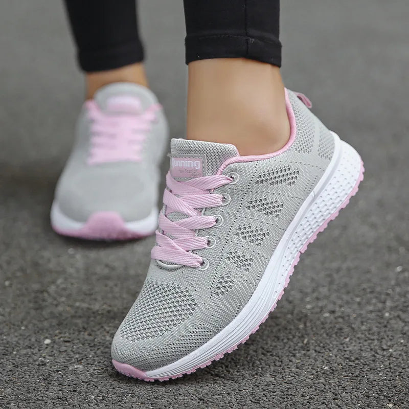 Zapatillas Casual para Mujer 2024 – Ligeras, Transpirables, de Malla, Cómodas para Caminar, Estilo Sneakers Blancas