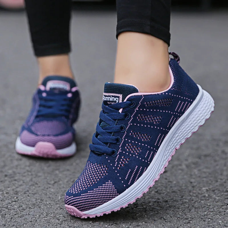 Zapatillas Casual para Mujer 2024 – Ligeras, Transpirables, de Malla, Cómodas para Caminar, Estilo Sneakers Blancas