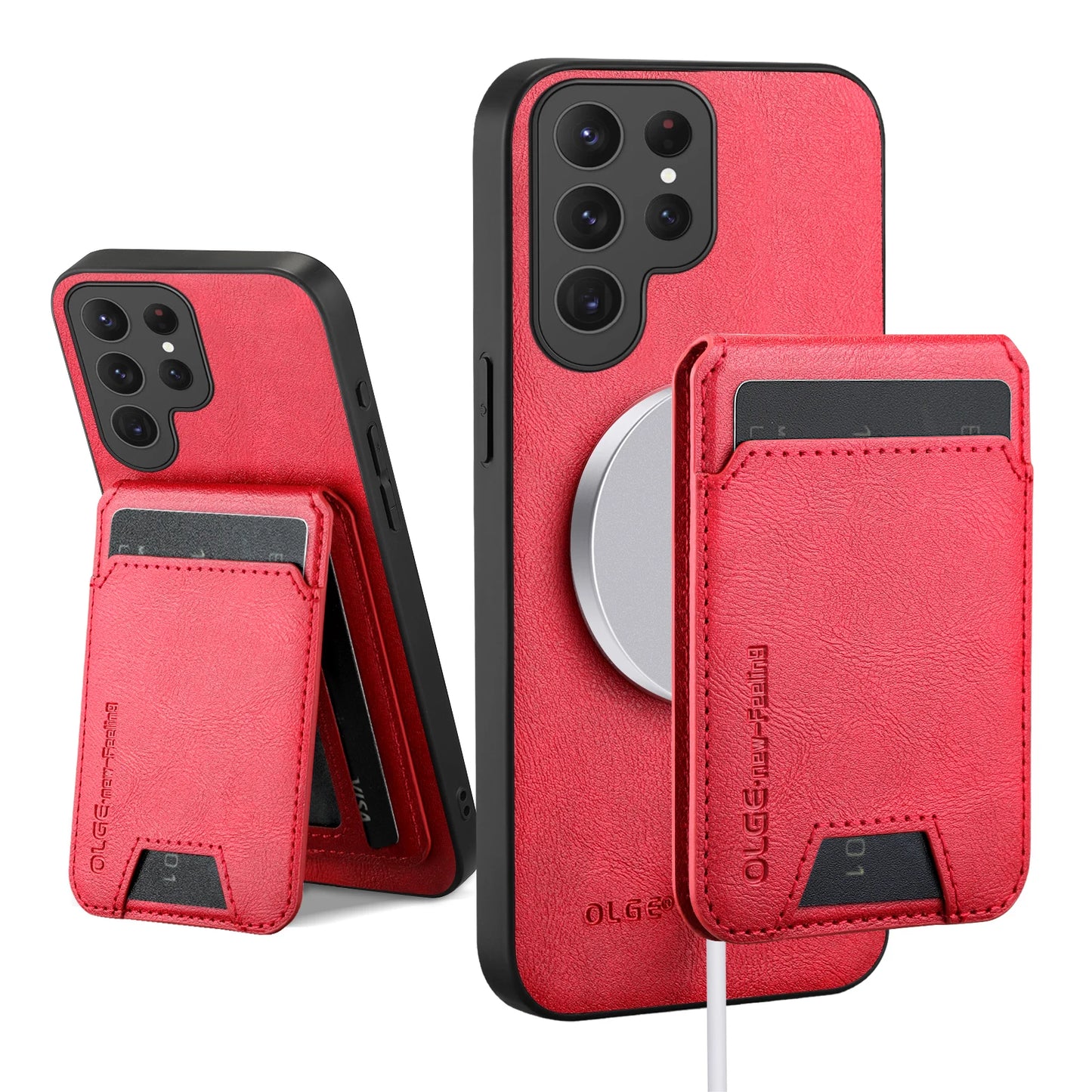 Wallet Card Holder Case for Samsung Galaxy S26 S25 S24 S23 S22 S21 Ultra Plus FE Edge Magnet Cover Leather Mag-safe Stand Shell