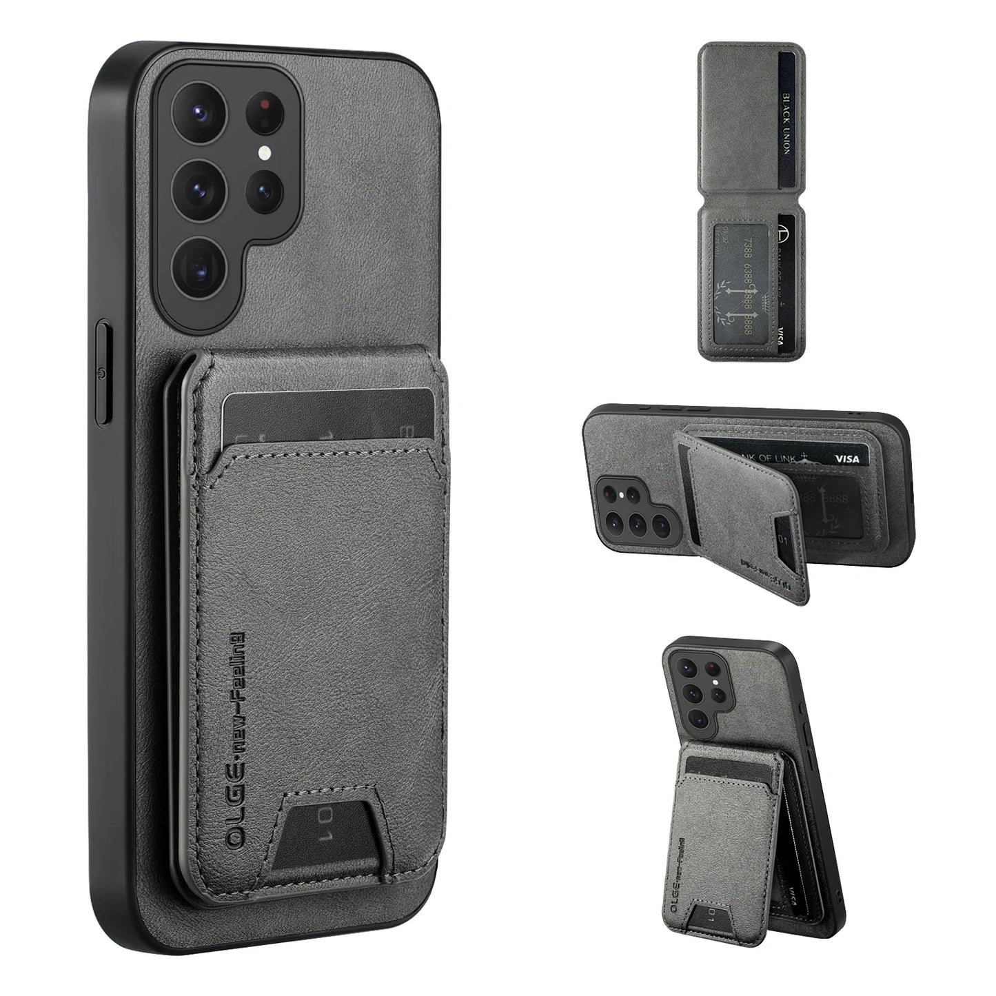 Wallet Card Holder Case for Samsung Galaxy S26 S25 S24 S23 S22 S21 Ultra Plus FE Edge Magnet Cover Leather Mag-safe Stand Shell