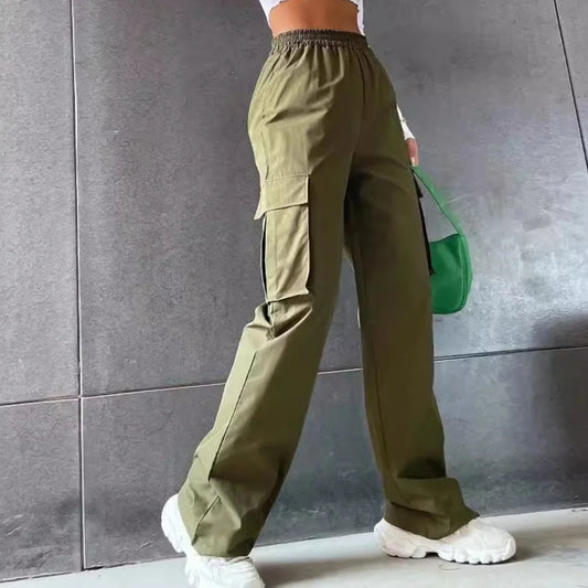 Pantalón Jogger Mujer Baggy Cargo – Tiro Alto, Estilo Casual Elegante, Corte Recto y Oversize