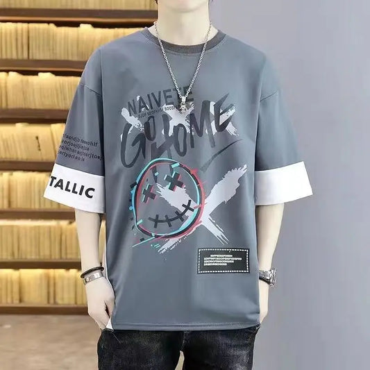 Camiseta Hombre Oversize Streetwear | Polo Urbano Manga Corta Moda Y2K