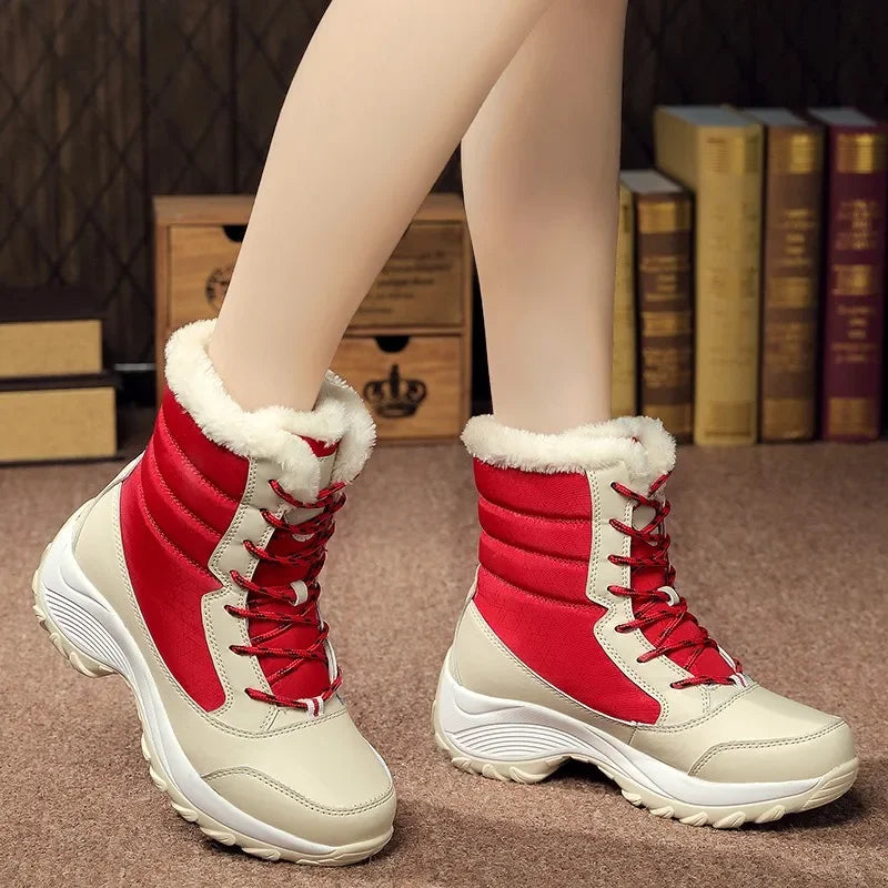 Botines Mujer Invierno con Plataforma – Cálidos, Ligeros, Antideslizantes, Ideales para Nieve y Uso Diario
