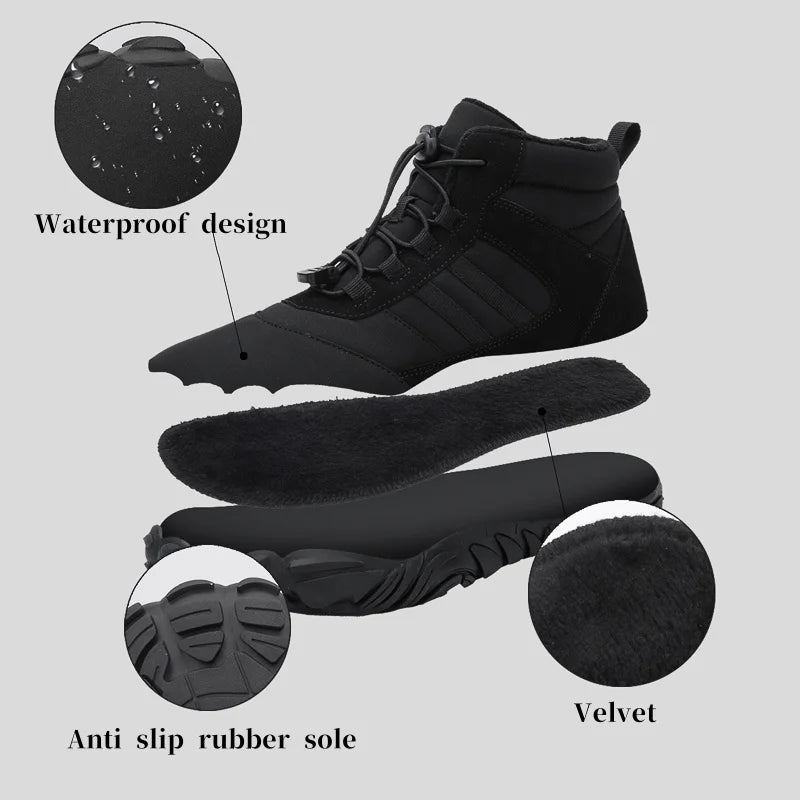 Botas de Invierno Impermeables Unisex – Tipo Barefoot, Cálidas con Forro de Peluche, Ideales para Nieve, Caminatas y Outdoor
