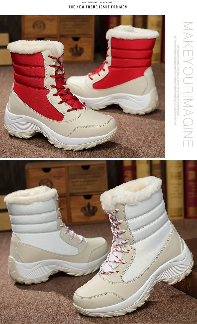 Botines Mujer Invierno con Plataforma – Cálidos, Ligeros, Antideslizantes, Ideales para Nieve y Uso Diario