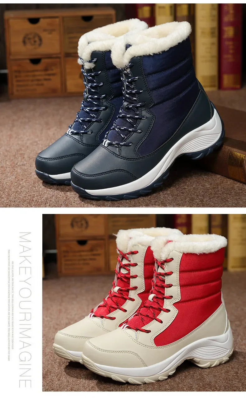 Botines Mujer Invierno con Plataforma – Cálidos, Ligeros, Antideslizantes, Ideales para Nieve y Uso Diario