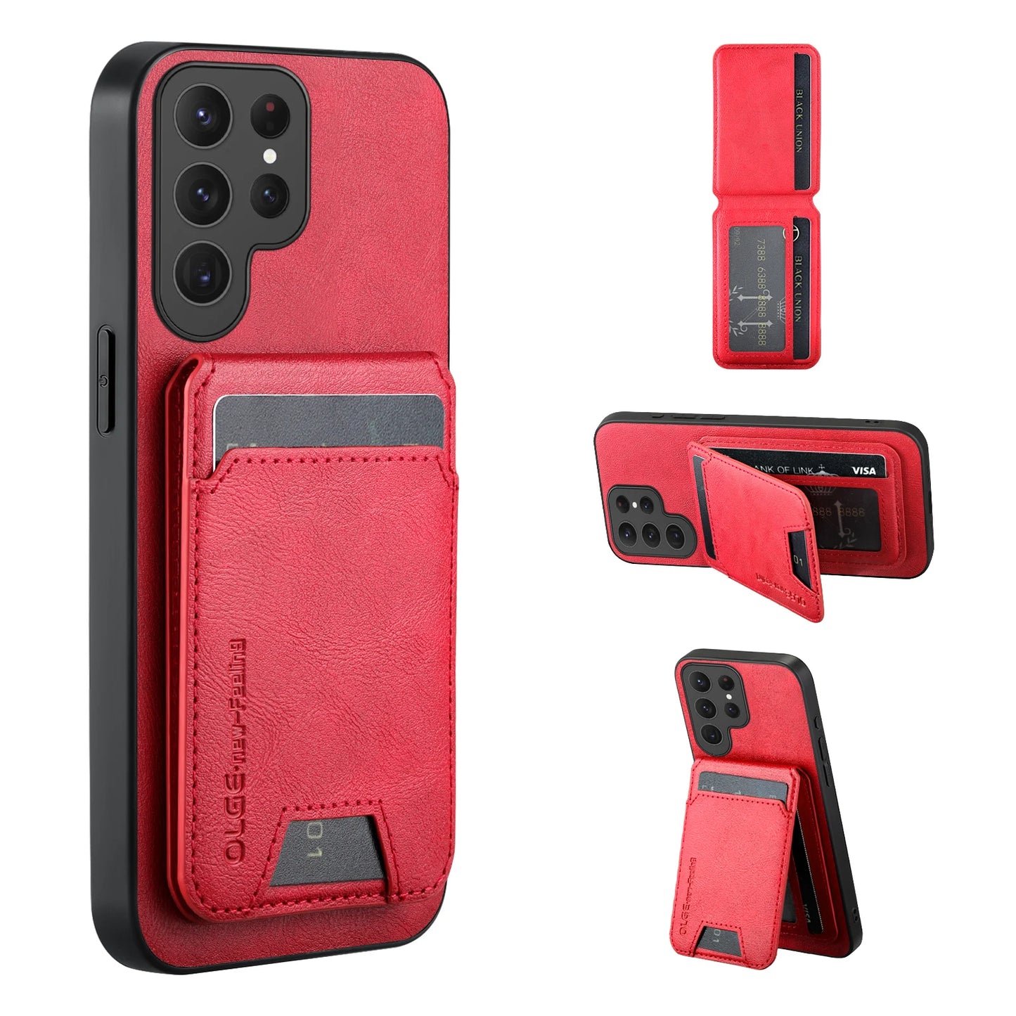 Wallet Card Holder Case for Samsung Galaxy S26 S25 S24 S23 S22 S21 Ultra Plus FE Edge Magnet Cover Leather Mag-safe Stand Shell