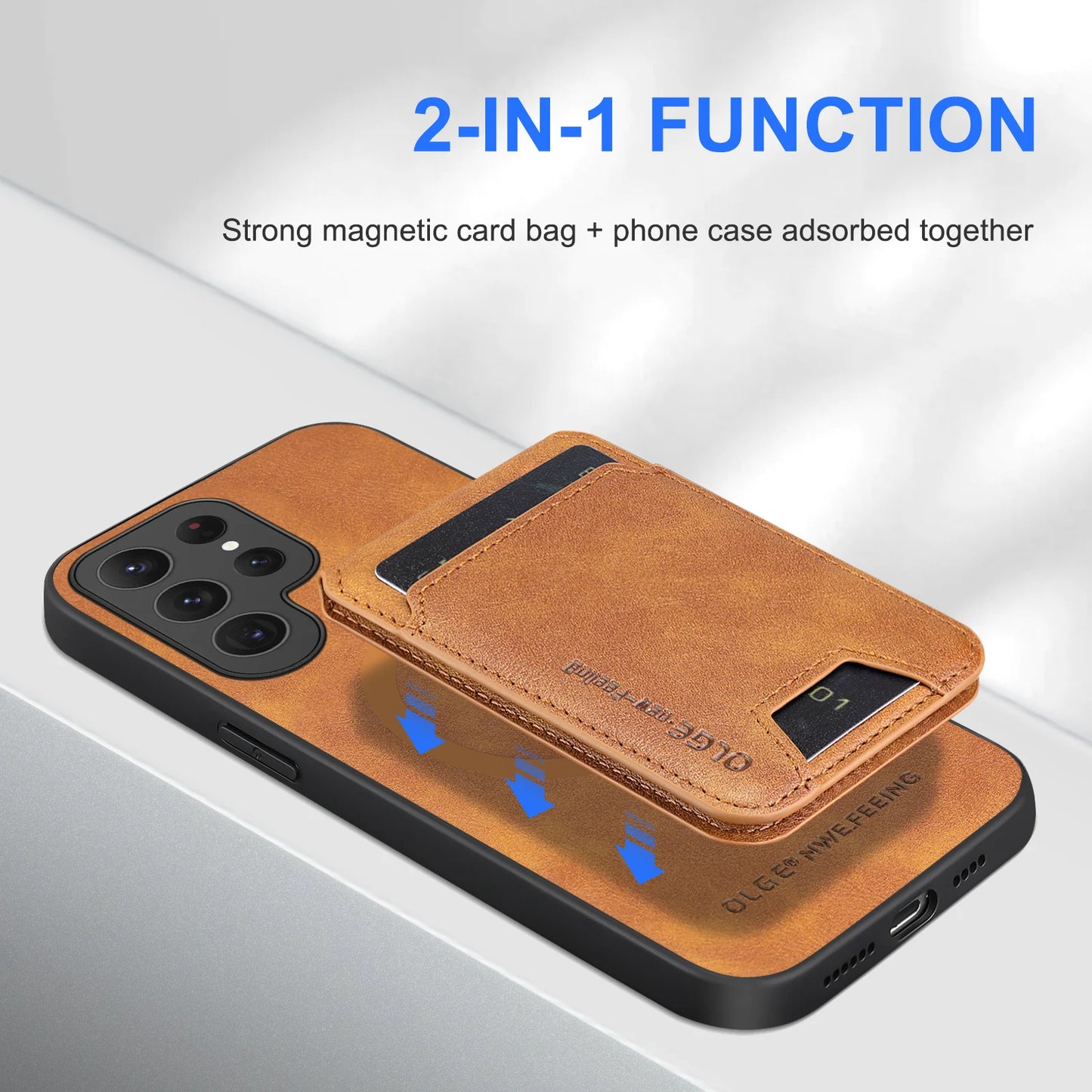 Wallet Card Holder Case for Samsung Galaxy S26 S25 S24 S23 S22 S21 Ultra Plus FE Edge Magnet Cover Leather Mag-safe Stand Shell