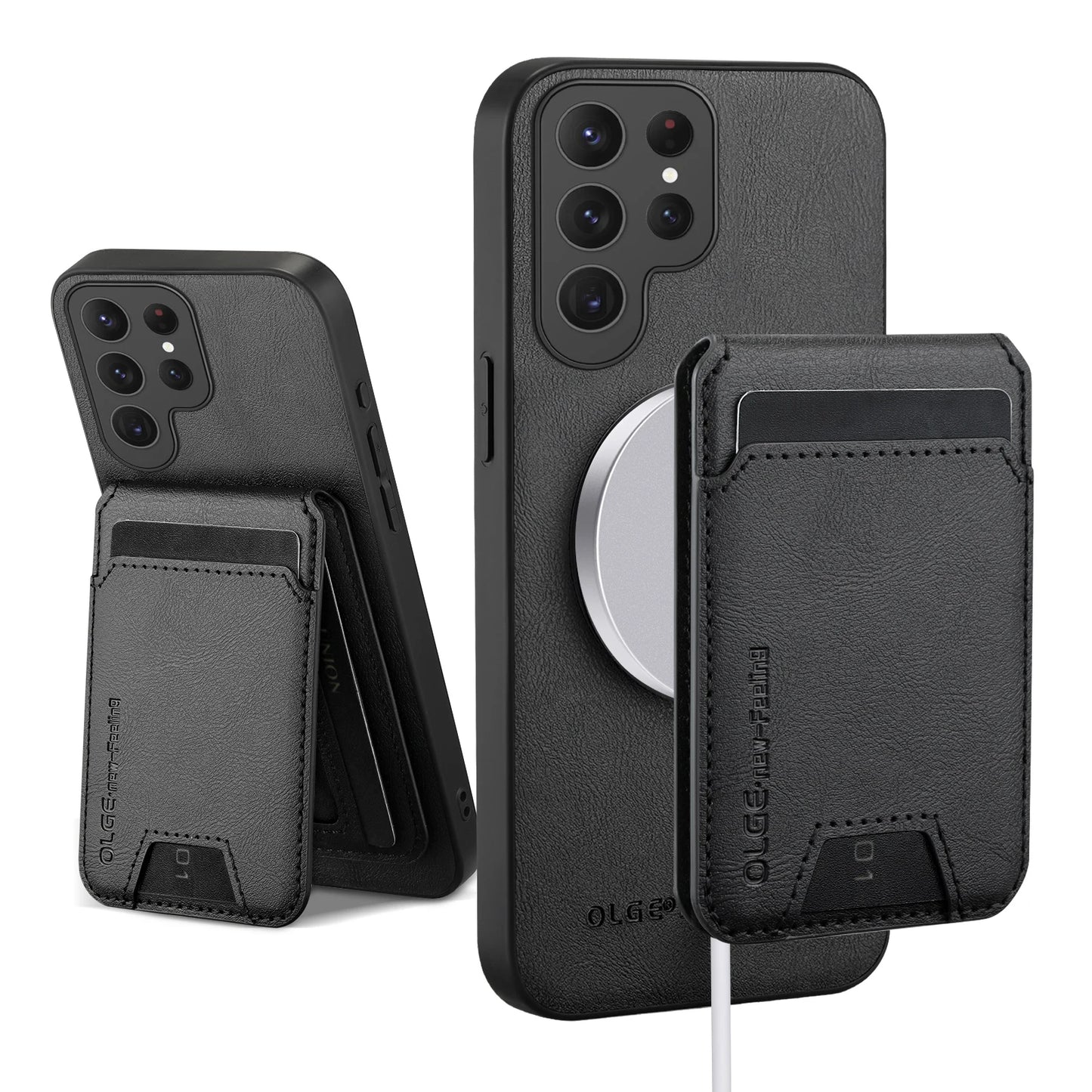 Wallet Card Holder Case for Samsung Galaxy S26 S25 S24 S23 S22 S21 Ultra Plus FE Edge Magnet Cover Leather Mag-safe Stand Shell