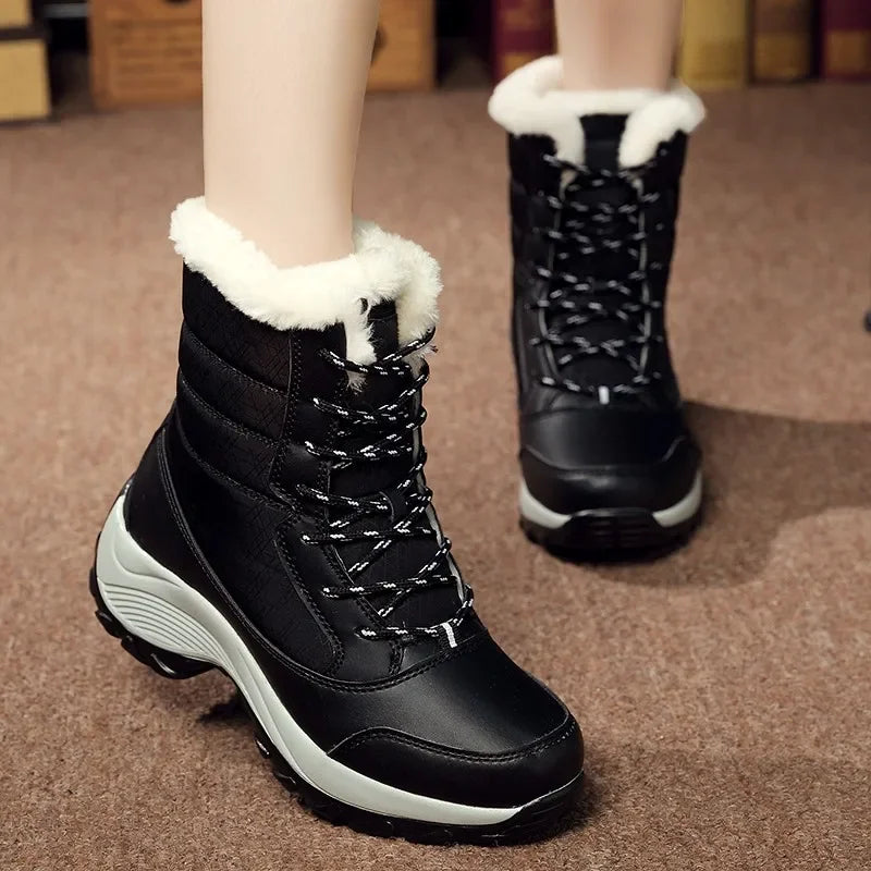 Botines Mujer Invierno con Plataforma – Cálidos, Ligeros, Antideslizantes, Ideales para Nieve y Uso Diario