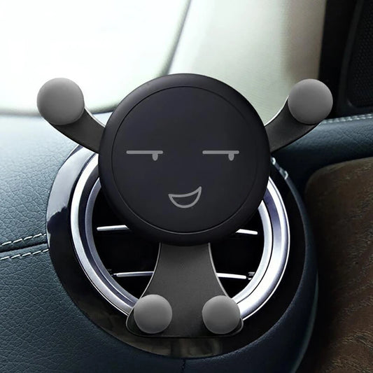 Soporte para celular para auto con clip para rejilla de ventilación, diseño de carita sonriente, base para móvil y GPS compatible con iPhone 12 Pro Max, Xiaomi y Samsung