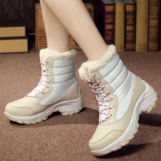 Botines Mujer Invierno con Plataforma – Cálidos, Ligeros, Antideslizantes, Ideales para Nieve y Uso Diario