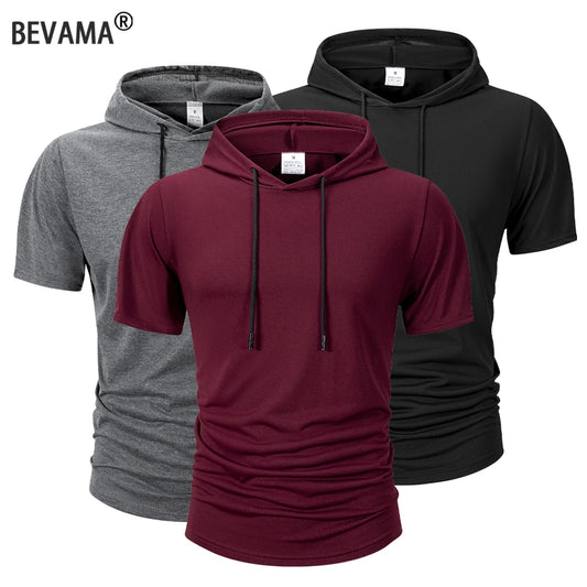 Polera Hombre con Capucha – Camiseta Urbana Manga Corta Ligera y Transpirable, Estilo Casual Deportivo Verano