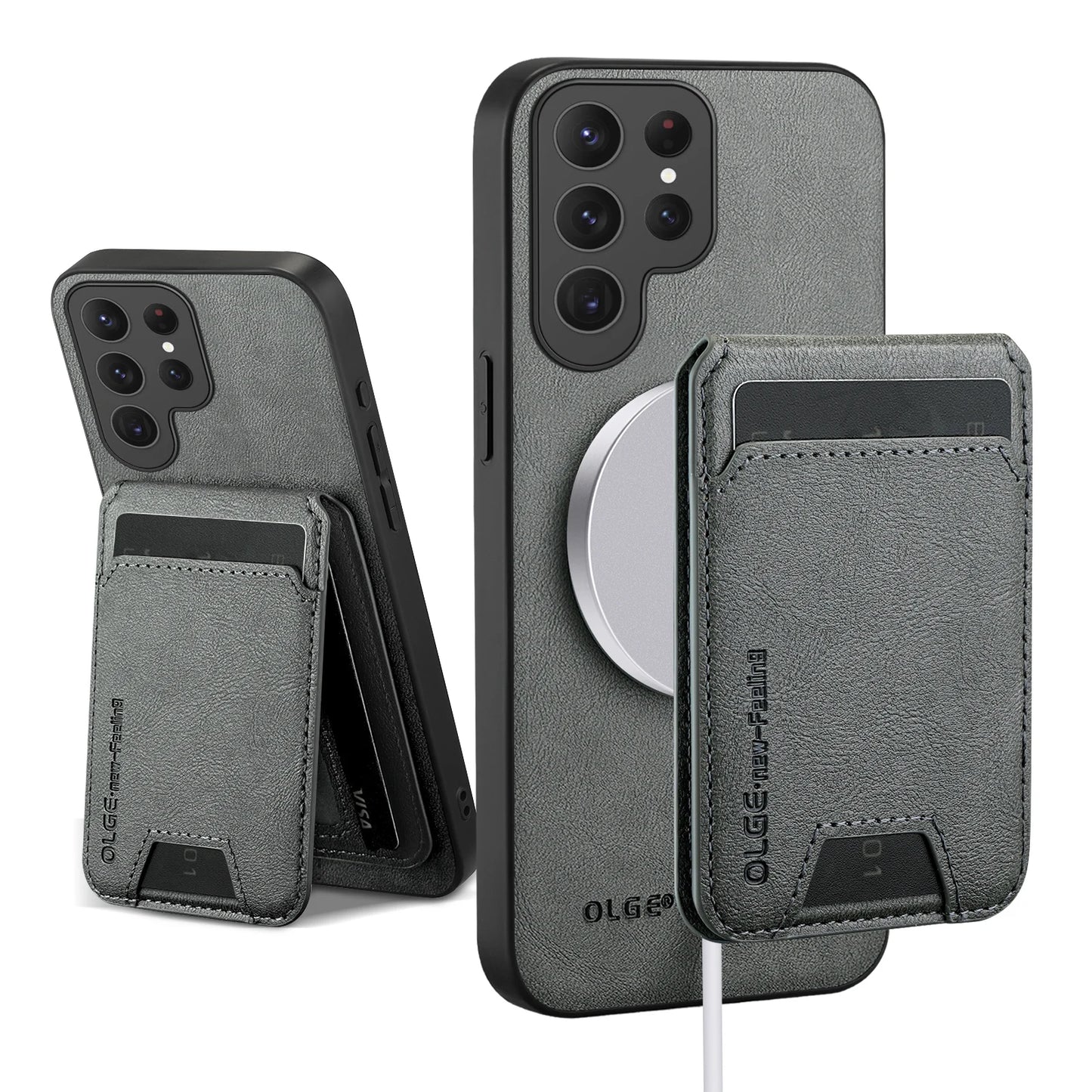 Wallet Card Holder Case for Samsung Galaxy S26 S25 S24 S23 S22 S21 Ultra Plus FE Edge Magnet Cover Leather Mag-safe Stand Shell