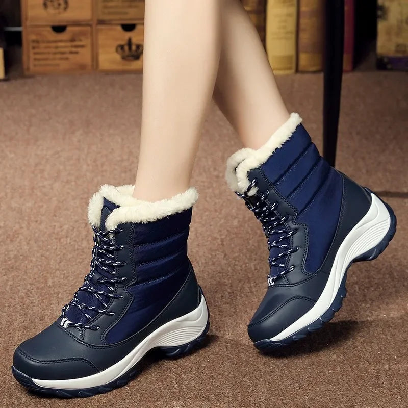 Botines Mujer Invierno con Plataforma – Cálidos, Ligeros, Antideslizantes, Ideales para Nieve y Uso Diario
