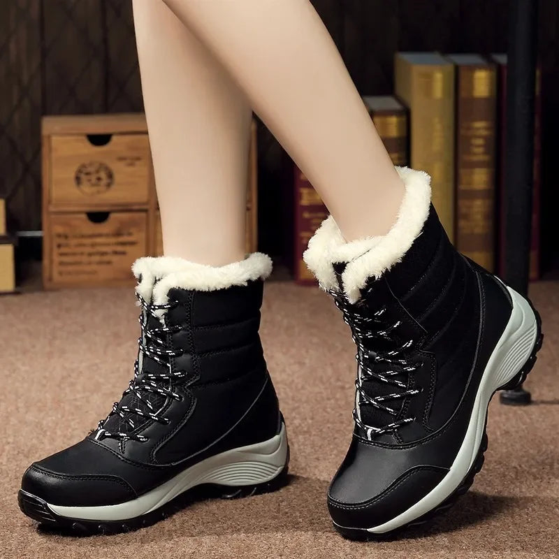 Botines Mujer Invierno con Plataforma – Cálidos, Ligeros, Antideslizantes, Ideales para Nieve y Uso Diario